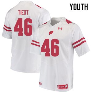 Youth Wisconsin Badgers NCAA #46 Hegeman Tiedt White Authentic Under Armour Stitched College Football Jersey NO31P01DJ